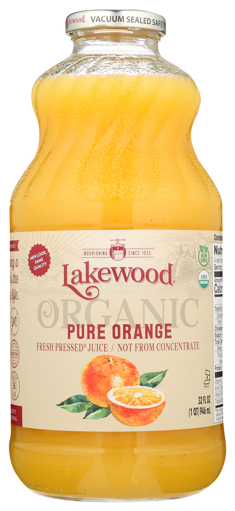 LAKEWOOD ORGANIC: Pure Orange Juice, 32 oz - 0042608459460
