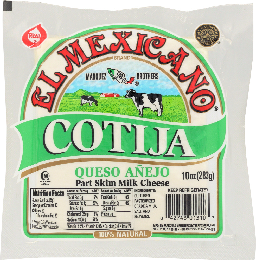 EL MEXICANO: Cotija Queso Añejo, 10 oz - 0042743013107