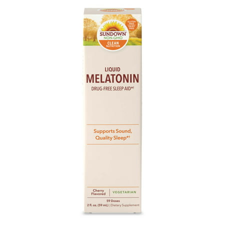 Sundown Naturals Sublingual Melatonin Liquid Cherry Flavor, 2 Fluid Ounces (59 Milliliters) - 042822202903