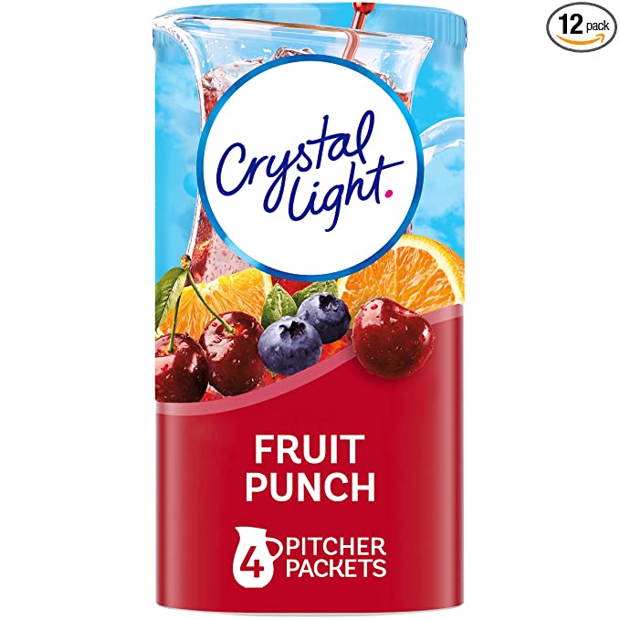  Crystal Light Sugar-Free Fruit Punch Low Calories Powdered Drink Mix 48 Count Pitcher Packets  - 043000011331