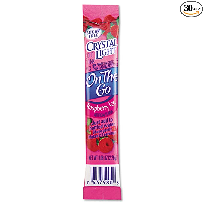 Crystal Light 79800 Flavored Drink Mix, Raspberry Ice, 30 .08oz Packets/Box - 043000017258