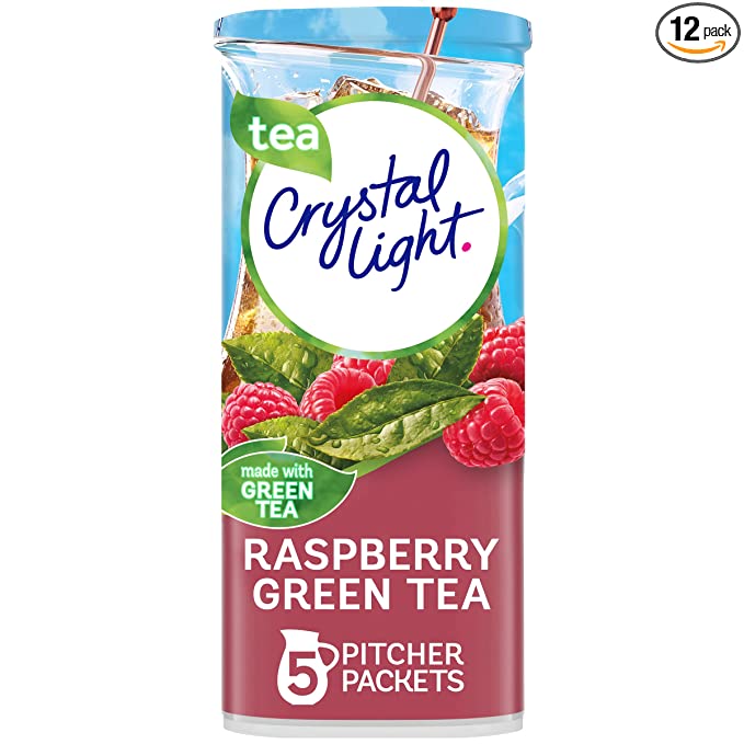 Crystal Light Sugar-Free Raspberry Green Tea Naturally Flavored Powdered Drink Mix 60 Count Pitcher Packets - 043000030929