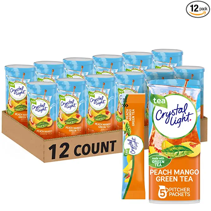 Crystal Light Sugar-Free Peach Mango Green Tea Naturally Flavored Powdered Drink Mix 60 Count Pitcher Packets - 778894655568