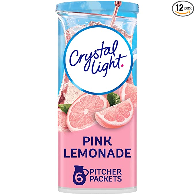  Crystal Light Sugar-Free Pink Lemonade Naturally Flavored Powdered Drink Mix 72 Count Pitcher Packets  - 043000031285