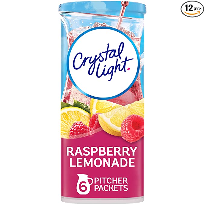  Crystal Light Sugar-Free Raspberry Lemonade Low Calories Powdered Drink Mix 72 Count Pitcher Packets  - 043000031308