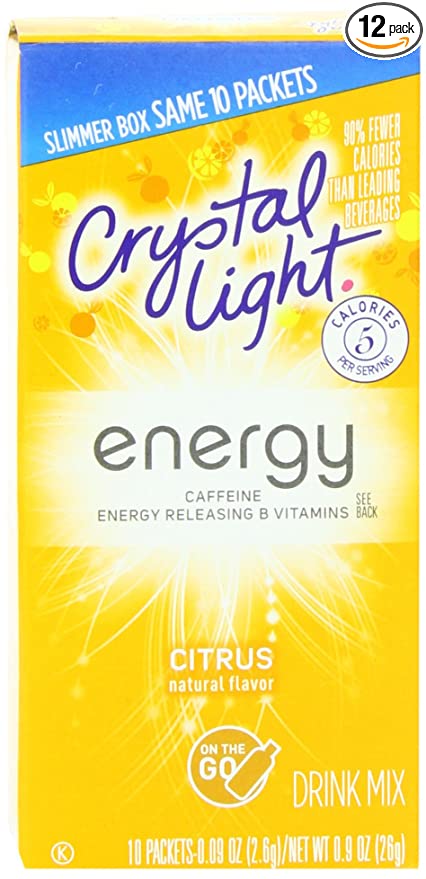  Crystal Light On The Go Energy Citrus, 10 Count (Pack of 12) - Packaging May Vary  - 043000053935