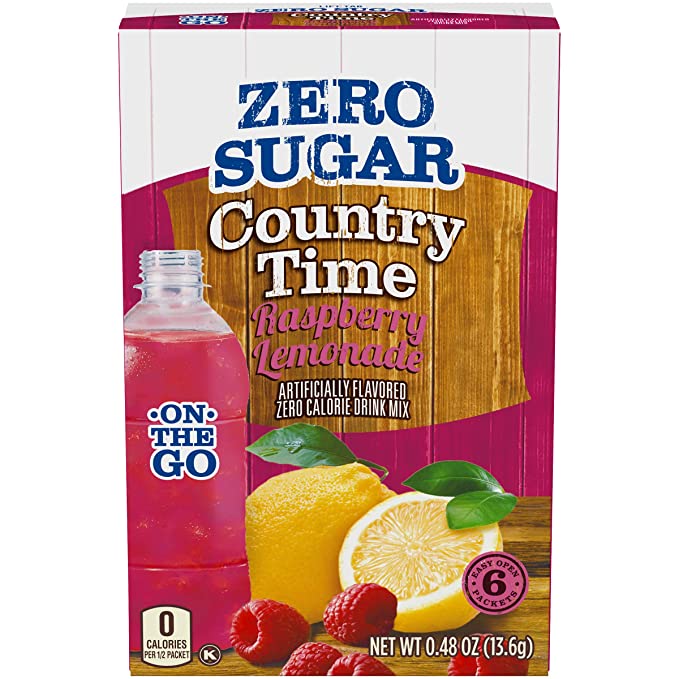  Country Time Sugar-Free Raspberry Lemonade Drink Mix (6 On-the-Go Packets)  - 043000073698