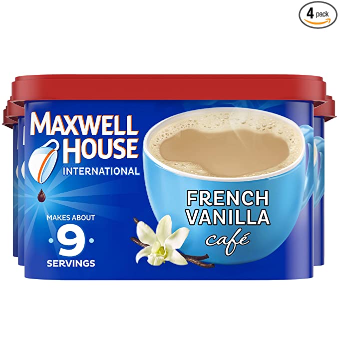  Maxwell House International French Vanilla Café-Style Instant Coffee Beverage Mix (4 ct Pack, 8.4 oz Canisters)  - 043000075685