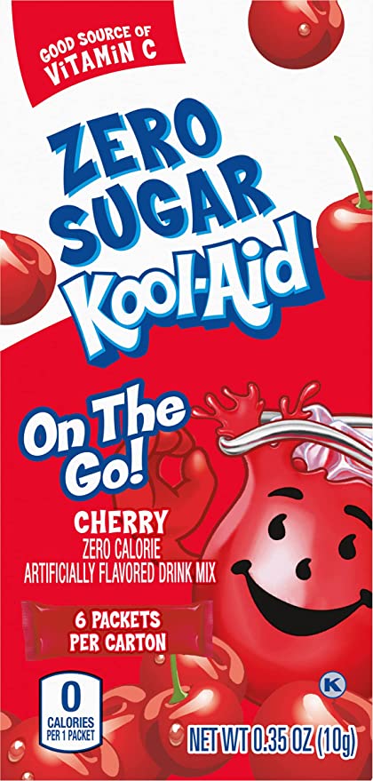  Kool-Aid Cherry Zero Sugar Artificially Flavored Drink Mix, 6 ct On-the-Go-Packets  - 043000090305