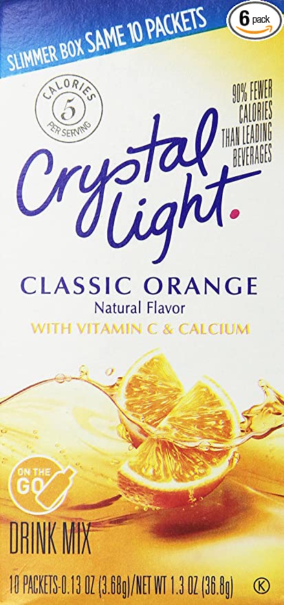 Crystal Light On The Go, Sunrise Classic Orange Drink Mix, 10 (Ten)-Count Box (Pack of 6) - 043000971833