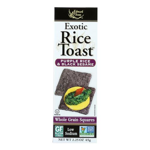 Edward And Sons Exotic Rice Toast - Purple Rice And Black Sesame - Case Of 12 - 2.25 Oz. - 043182000628