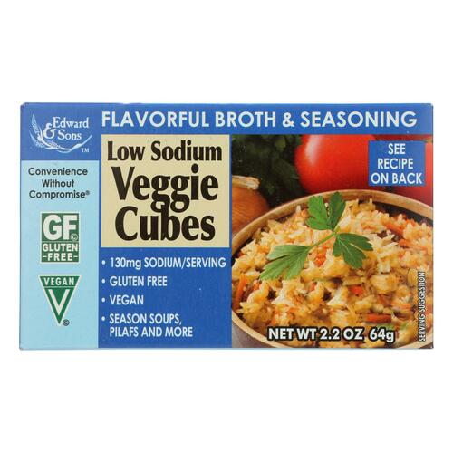 EDWARD & SONS: Bouillon Cube Gluten Free Low Sodium Veggie, 2.2 oz - 0043182003940