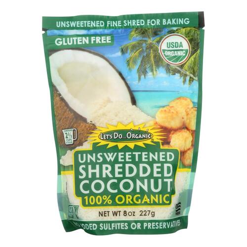 LET’S DO ORGANIC: Shredded Coconut Unsweetened, 8 oz - 0043182005203