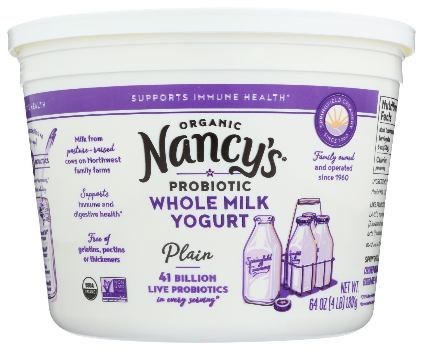 Plain Organic Probiotic Whole Milk Yogurt, Plain - quaker