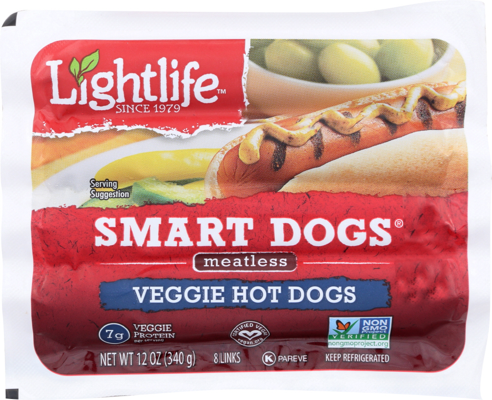 LIGHTLIFE: Smart Dogs Veggie Hot Dogs, 12 oz - 0043454100803