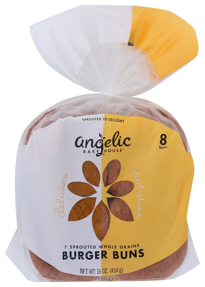 ANGELIC BAKEHOUSE: Seven Sprouted Whole Grains Burger Buns, 16 oz - 0043832265629
