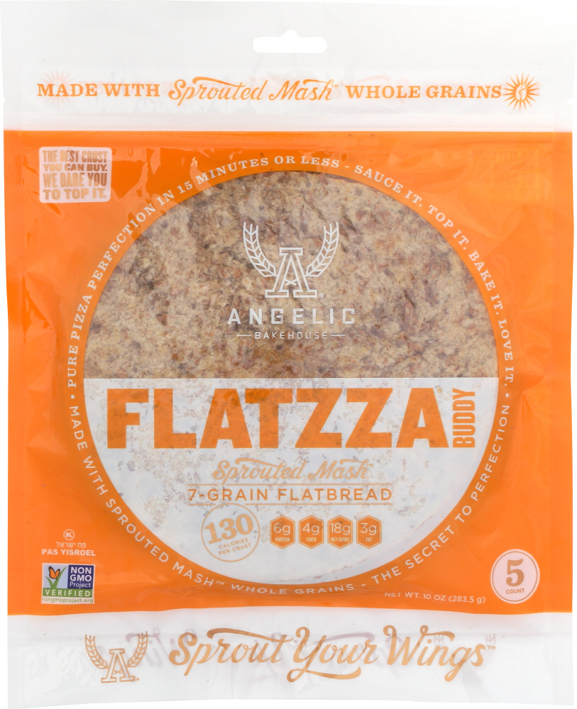 ANGELIC BAKEHOUSE: Flatzza Buddy Sprouted Mash 7-Grain Flatbread, 10 oz - 0043832445502