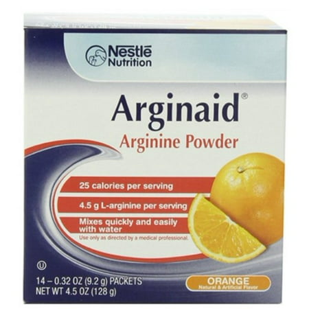 Arginaid Arginine Powder Supplement Orange 9.2 Gram Packet by Nestle - Box of 14 - 043900359809