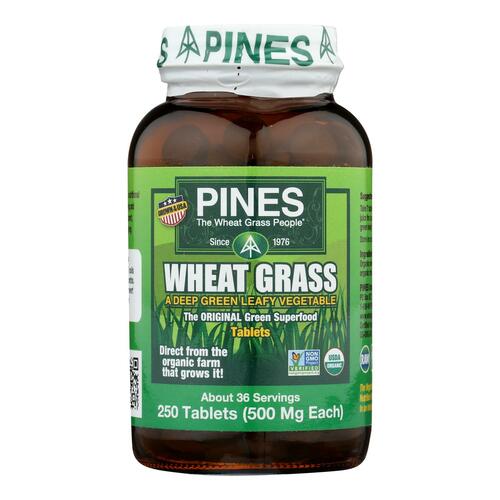 PINES WHEAT GRASS: Organic Wheat Grass 500 mg, 250 Tablets - 0043952000025