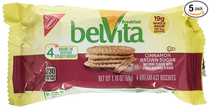  Nabisco Belvita Cinnamon Brown Sugar Breakfast Biscuits, 1 Box of 5 Packs (4 Biscuits Per Pack)  - 044000031954