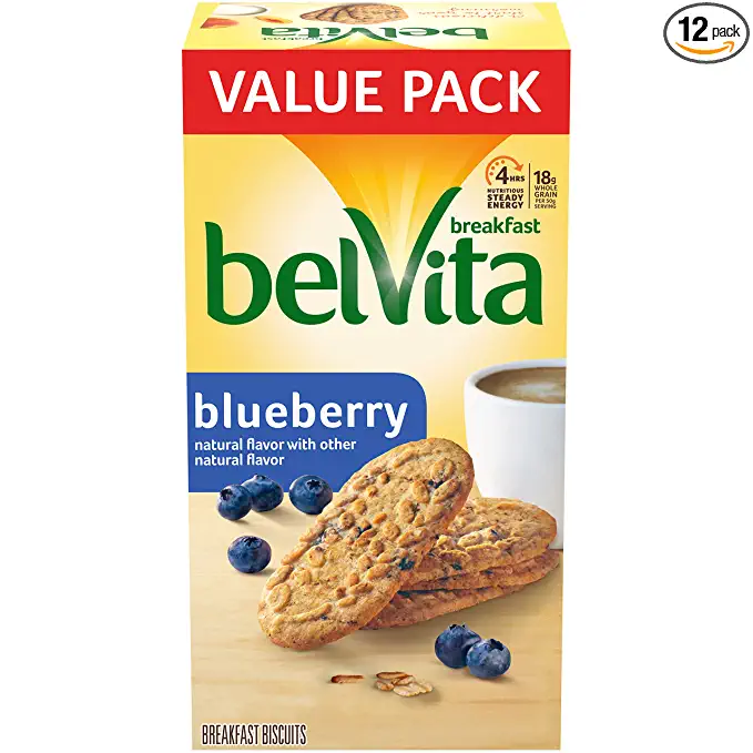  belVita Blueberry Breakfast Biscuits, 12 Packs (4 Biscuits Per Pack)  - 044000043551