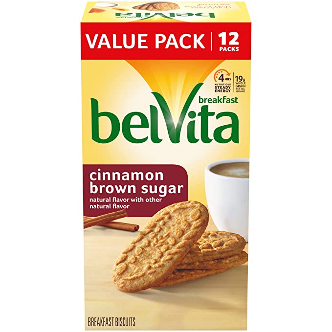 belVita Cinnamon Brown Sugar Breakfast Biscuits, 12 Packs (4 Biscuits Per Pack) - poppy