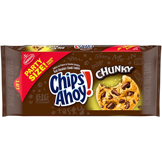  Chips Ahoy! Chunky Chunk Cookies Party Size 24.75 oz Pack, Chocolate Chip, 1 Count  - 044000062835