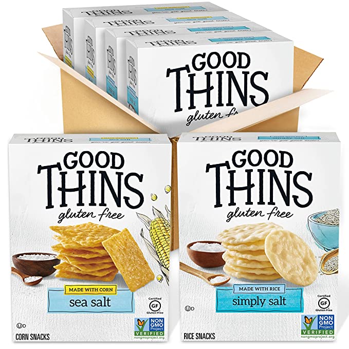 Good Thins Rice & Corn Snacks Gluten Free Crackers Variety Pack, 4 Boxes - 044000062941