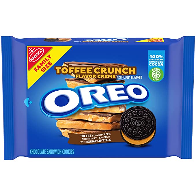  OREO Toffee Crunch Creme with Sugar Crystals Chocolate Sandwich Cookies, Family Size, 17 oz  - 044000071967