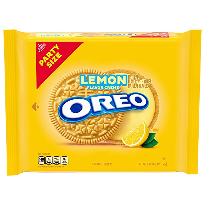  OREO Lemon Creme Sandwich Cookies, Party Size, 1Lb 10.7 ounce  - 044000072292