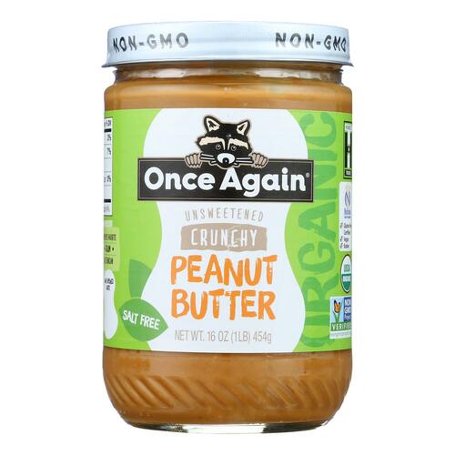 ONCE AGAIN: Organic Peanut Butter Salt Free Crunchy, 16 oz - 0044082032214