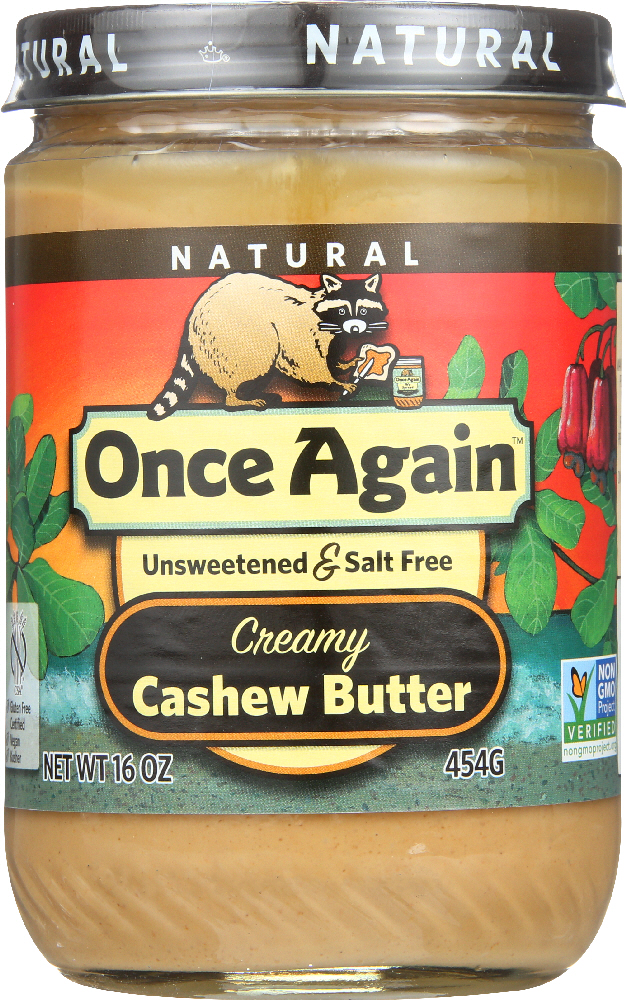 ONCE AGAIN: Cashew Creamy Butter Unsweetened and Salt Free, 16 oz - 0044082033419