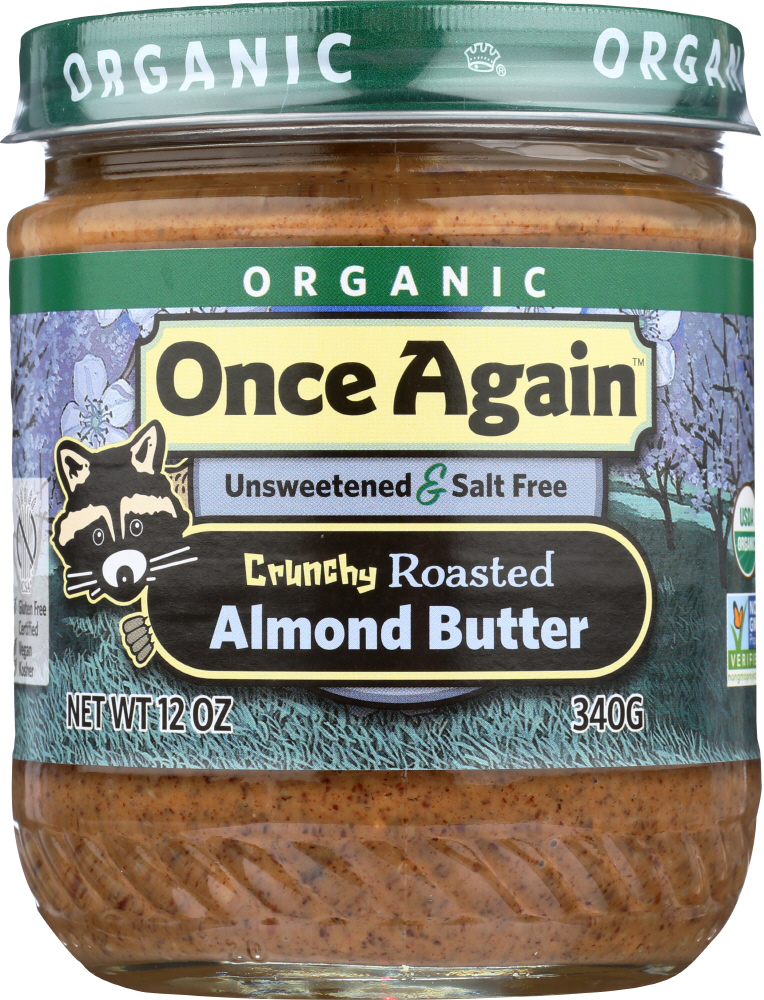 Crunchy Unsweetened & Roasted Salt Free Almond Butter, Crunchy Unsweetened & Roasted - 044082534220