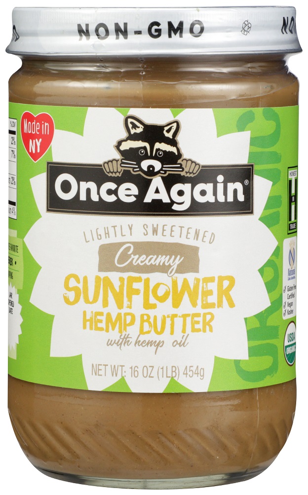 ONCE AGAIN: Creamy Sunflower Hemp Butter with Hemp Oil, 16 oz - 0044082539362