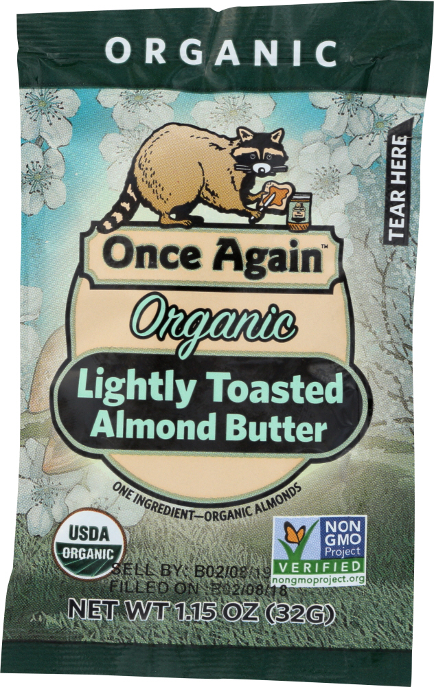ONCE AGAIN: Almond Butter Squeeze Pack Light Toasted Organic, 1.15 oz - 0044082554648