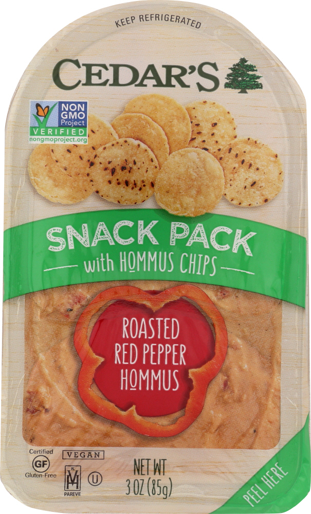Roasted Red Pepper Hommus Snack Pack With Hommus Chips, Roasted Red Pepper - roasted