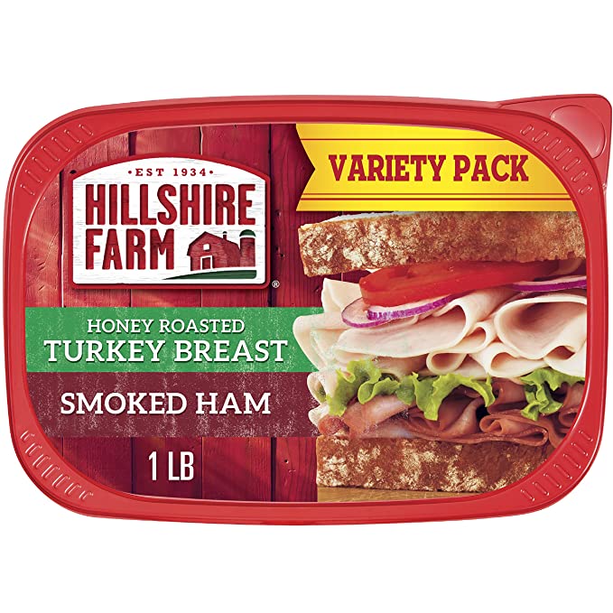  Hillshire Farm Ultra Thin Sliced Deli Lunch Meat, Honey Roasted Turkey Breast and Smoked Ham, 16 oz  - 044500329810