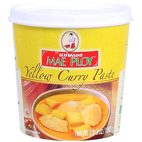  Mae Ploy Yellow Curry Paste, Authentic Thai Yellow Curry Paste For Thai Curries And Other Dishes, Aromatic Blend Of Herbs, Spices And Shrimp Paste, No MSG, Preservatives Or Artificial Coloring (35oz Tub)  - 044738201964