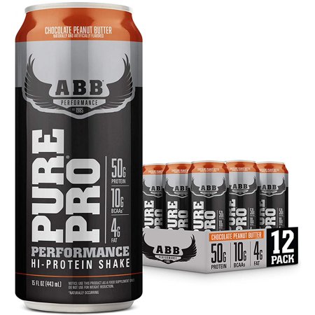 American Body Building (ABB) Pure Pro 50 - Post-Workout Recovery Protein Shake, Muscle Builder, Hi-Protein, Low Fat, Low Sugar, Milk Chocolate Flavored, Ready to Drink 15 Fl Oz (Pack of 12) - 045529590175