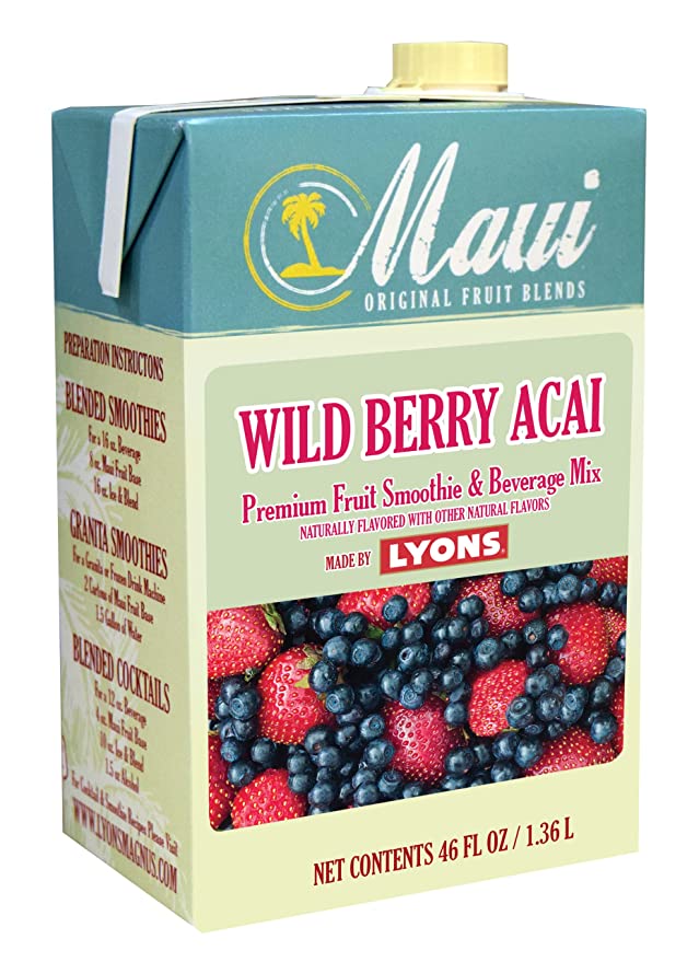  Maui Premium Fruit Smoothie & Beverage Mix, 46 fl oz (Wild Berry, 1 Pack)  - 045796055056