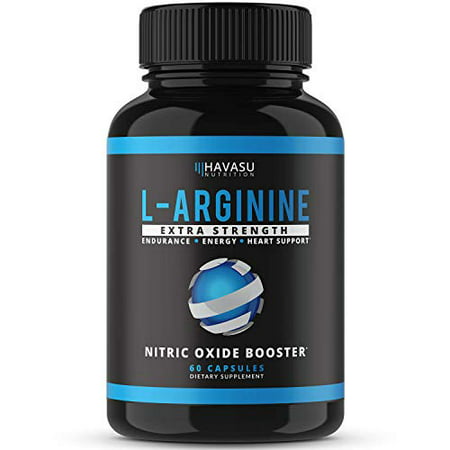 Havasu Nutrition Extra Strength L Arginine - 1200mg Nitric Oxide Supplement for Muscle Growth, Vascularity and Energy - L-Citrulline & Essential Amino Acids to Support Physical Endurance, 60 Capsules - 045918096639