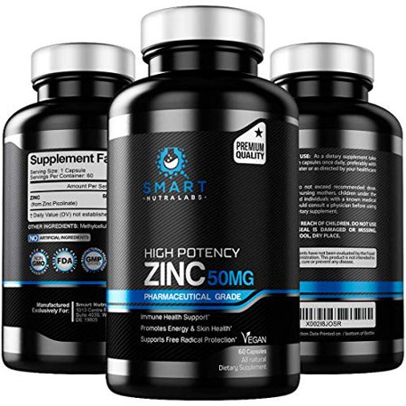 High Potency Zinc Picolinate 50MG- Pharmaceutical Grade Vegan Zinc Supplement for Immune Support, Free Radical Protection, Energy Boost & Skin Health Support- 60 Capsules- 2 Month Supply - 046708997075