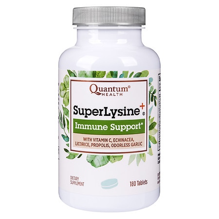 Quantum Health Super Lysine+ / Advanced Formula Lysine+ Immune Support with Vitamin C, Echinacea, Licorice, Propolis, Odorless Garlic (180 Tablets), Packaging may vary (B001CMZB4U) - 046985001113