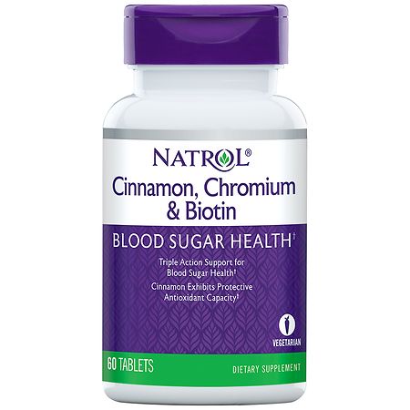 Natrol Cinnamon Biotin Chromium Tablets 60 Ct - 047469048983