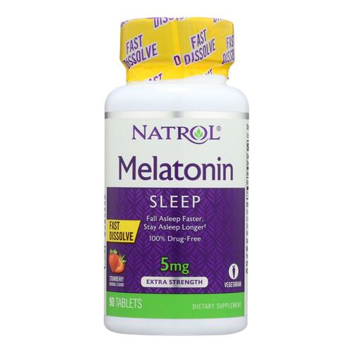 NATROL: Melatonin Fast Dissolve Tablets Strawberry 5 mg, 90 tablets - 0047469058654