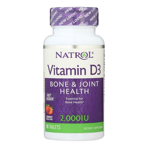 Natrol Vitamin D3 Wild Cherry - 2000 Iu - 90 Mini Tablets - 0047469058890