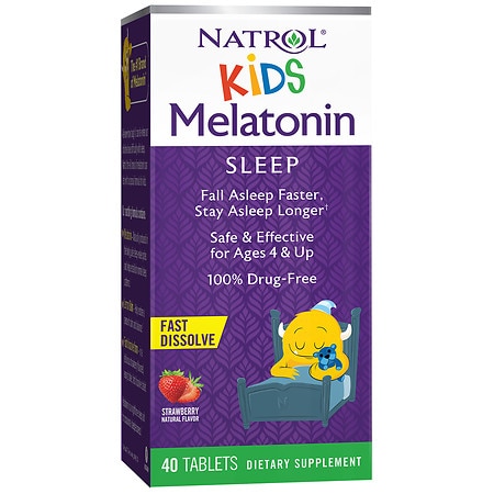 Natrol Kids Melatonin 1mg Sleep Support Strawberry Fast Dissolve Tablets 40ct - 047469075293