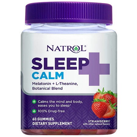 Natrol Sleep+ Calm Melatonin and L-Theanine Strawberry Gummies 60ct - 047469077792