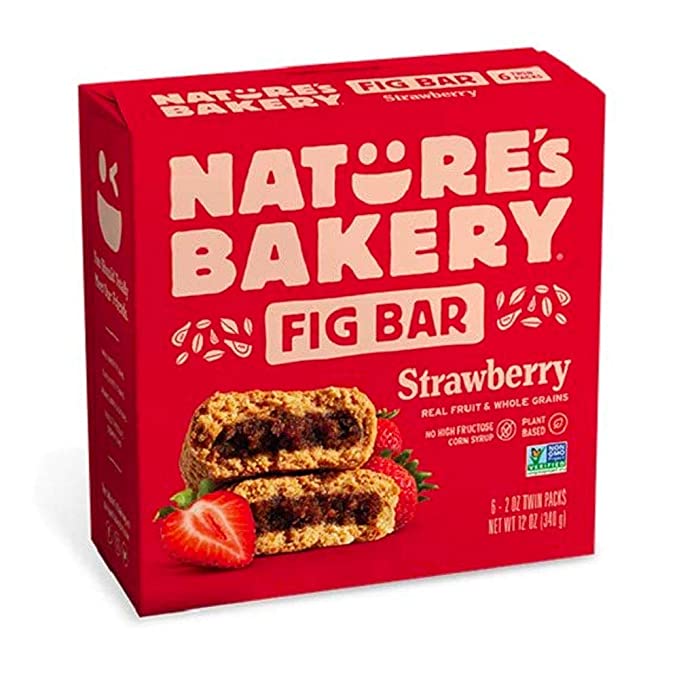  Nature's Bakery, Whole Wheat Fig Bars, Strawberry, Real Fruit, Vegan, Non-GMO, Snack bar, 1 box with 6 twin packs (6 twin packs)  - 047495210194