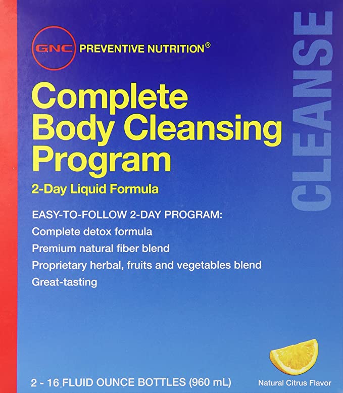  GNC Preventive Nutrition Complete Body Cleansing Program - Natural Citrus Flavor, 2 16oz Bottles, 2-Day Detox of Natural Fiber Blend  - 048107078034